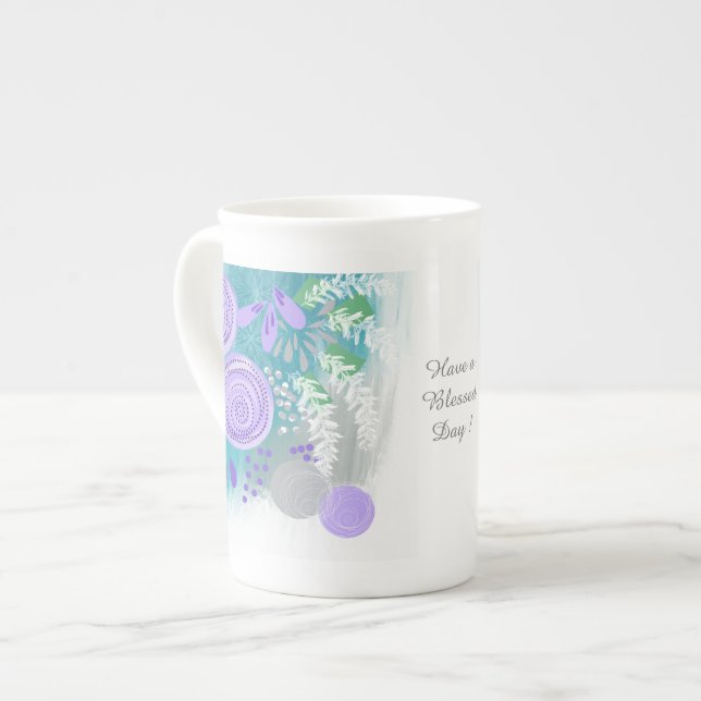 Taza De Porcelana Floral abstracta moderna (Izquierda)