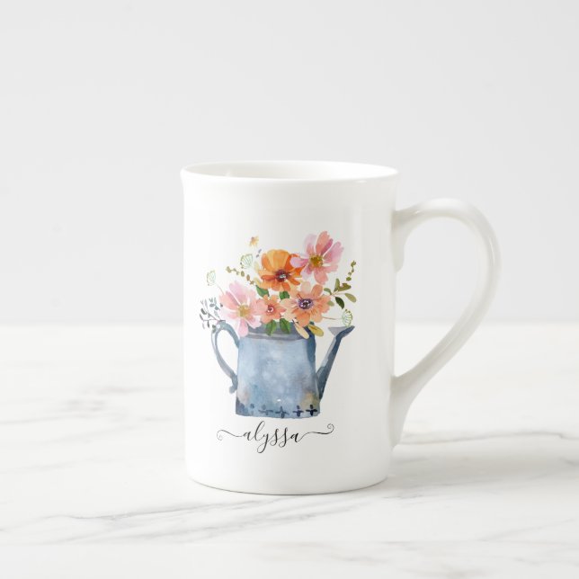 Taza De Porcelana Floral acuática pintada a mano (Derecha)