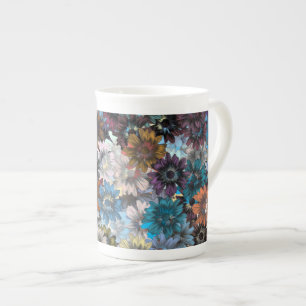Taza De Porcelana Floral azul y marrón