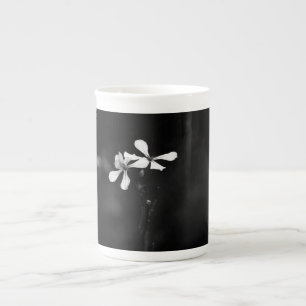 Taza De Porcelana floral blanca y negra mínima