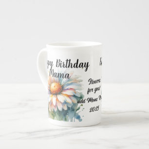 Taza De Porcelana Floral Feliz cumpleaños, mamá personaliza