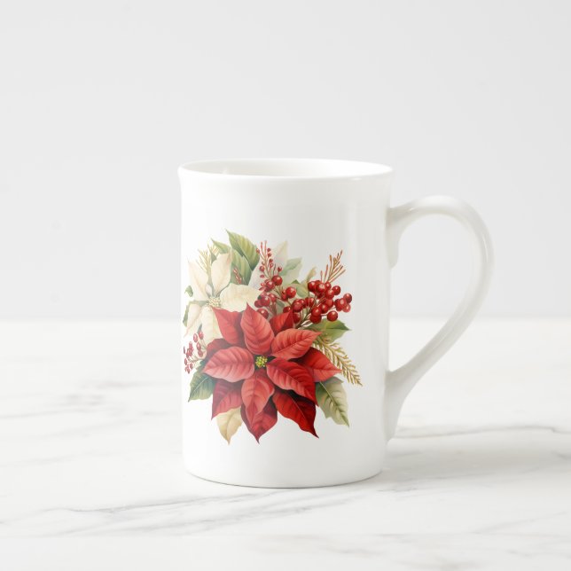 Taza De Porcelana Floral Navideño  (Derecha)