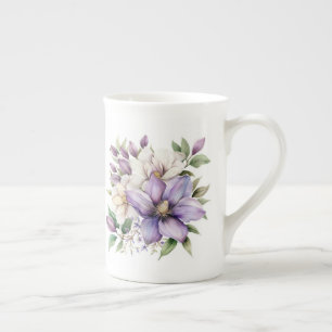 Taza De Porcelana Floral Purpura