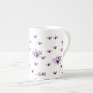 Taza De Porcelana Floral Púrpura
