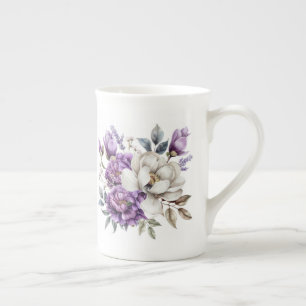 Taza De Porcelana Floral Purpura