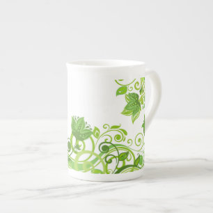 Taza De Porcelana Floral verde