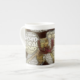 Taza De Porcelana Florecimiento floral orquídea sobre la nube de pal