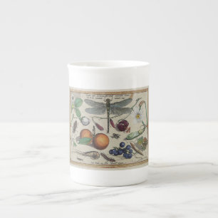 Taza De Porcelana Flores antiguas de los insectos de Hoefnagel
