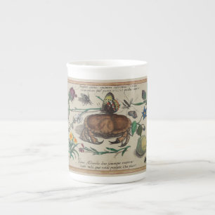Taza De Porcelana Flores antiguas de los insectos de Joris Hoefnagel