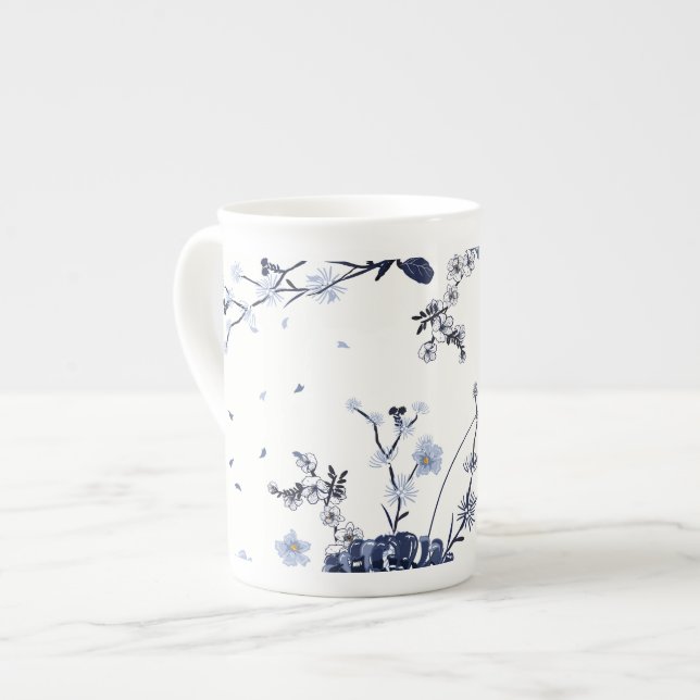 Taza De Porcelana Flores azules (Izquierda)