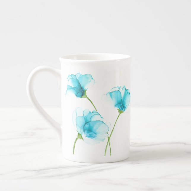Taza De Porcelana Flores azules hueso China Mug (Izquierda)