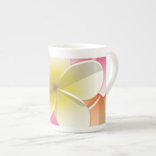 Taza De Porcelana Flores brillantes de Frangipani/ Plumeria