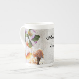 Taza De Porcelana Flores/conchas de playa tropical