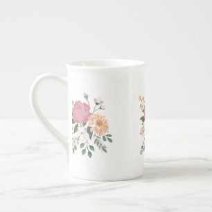 Taza De Porcelana Flores de acuarela