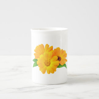 Taza De Porcelana Flores de Calendula Arregladas