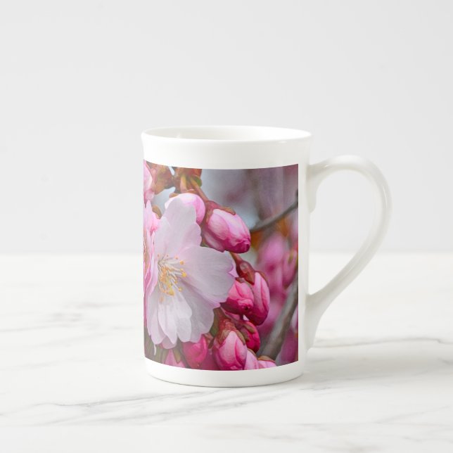 Taza De Porcelana Flores de cerezo rosa (Derecha)