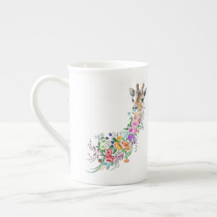 Taza De Porcelana Flores de colores Bouquet Giraffe Mug