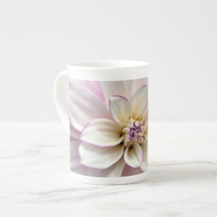 Taza De Porcelana Flores de dahlia blanca