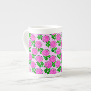 Taza De Porcelana Flores de Dahlia en rosa profundo