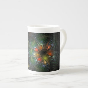 Taza De Porcelana Flores de fantasía fractal blandas y tendientes