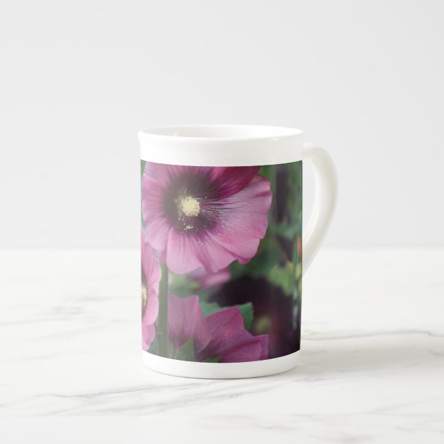 Taza De Porcelana Flores de hibisco morado (Derecha)