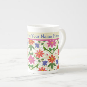 Taza De Porcelana Flores de moda, puntos de polka en barriga de crud