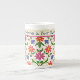 Taza De Porcelana Flores de moda, puntos de polka en barriga de crud