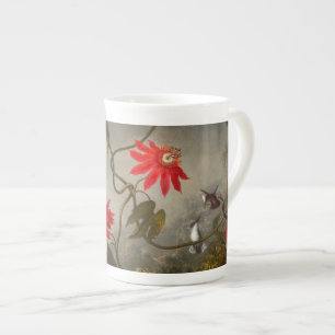 Taza De Porcelana Flores de pasión con cabeza de Hummingbirds