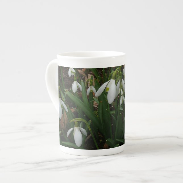 Taza De Porcelana Flores de Primavera Blanca (Galanthus) (Izquierda)