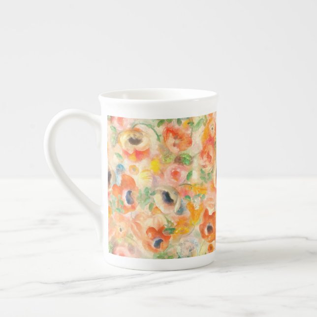 Taza De Porcelana Flores de primavera naranja (Izquierda)