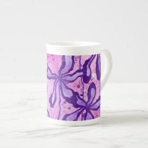 Taza De Porcelana Flores entintadas rosadas y moradas