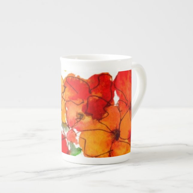 Taza De Porcelana Flores escarlata y Naranja unen a China Mug (Derecha)