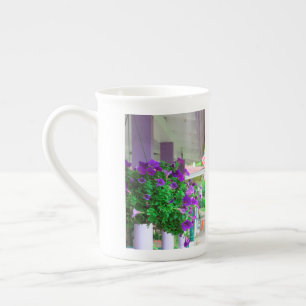 Taza De Porcelana Flores moradas - Viñedo de Martha