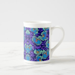 Taza De Porcelana Flores moradas y azules William Morris