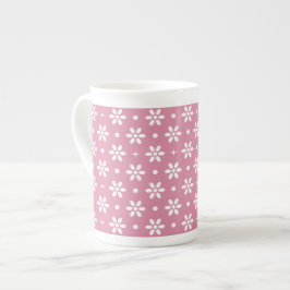 Taza De Porcelana Flores, puntos y destellos-magenta