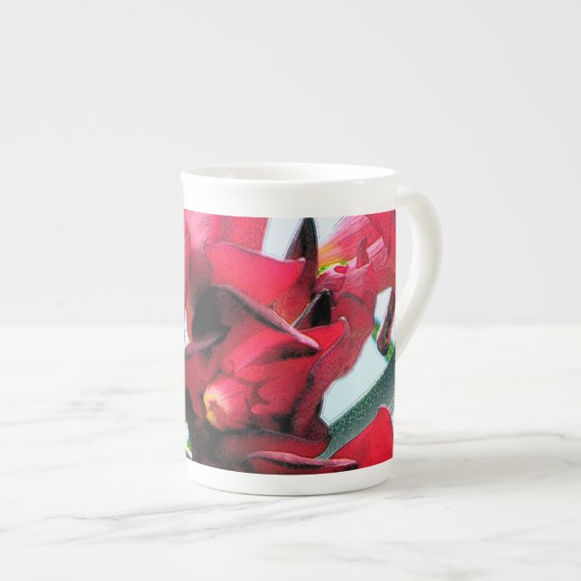Taza De Porcelana Flores rojas (Derecha)