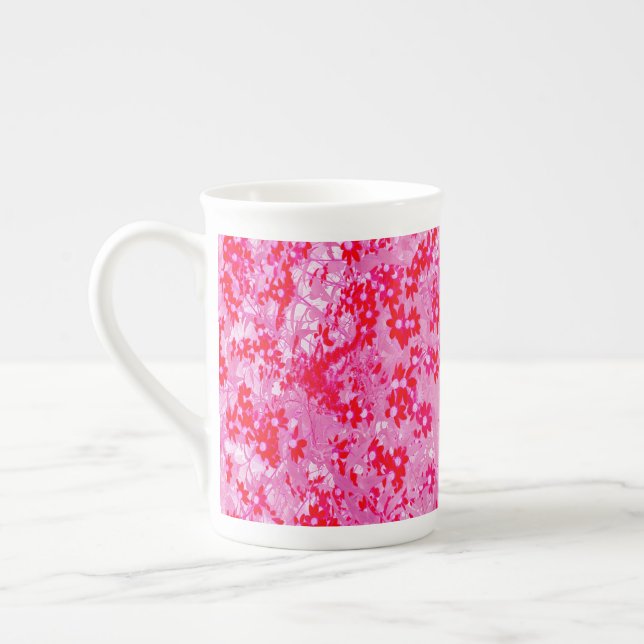 Taza De Porcelana Flores rojas de bonito (Izquierda)