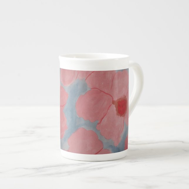 Taza De Porcelana Flores rosadas de caramelo (Derecha)