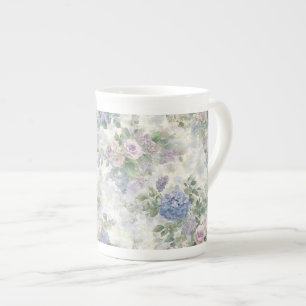 Taza De Porcelana Flores rosadas púrpura románticas