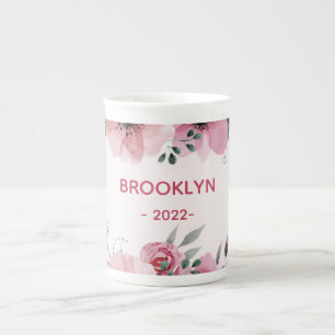 Taza De Porcelana Flores rosas modernas