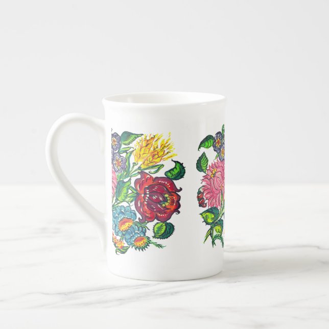 Taza De Porcelana flores rústicas húngaras (Izquierda)