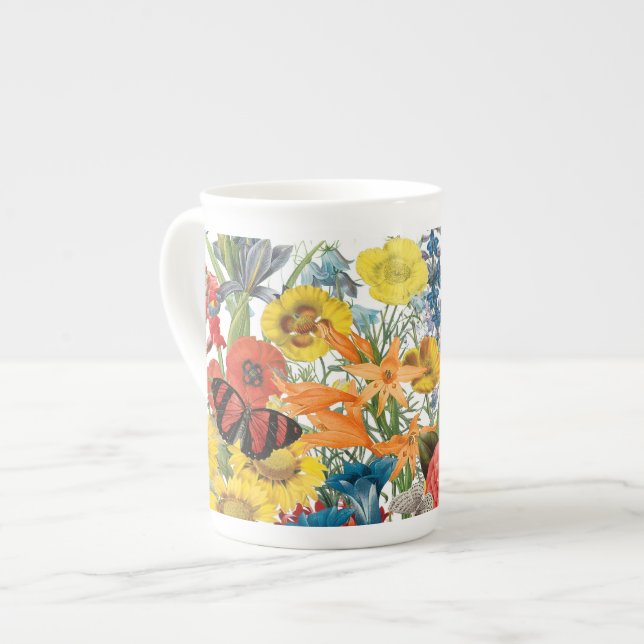 Taza De Porcelana flores vintage modernas (Izquierda)