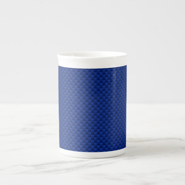 Taza De Porcelana Fondo De Decoración De Fibra De Carbono Azul (Frente)