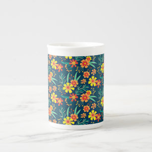 Taza De Porcelana Fondo Floral Hermoso Diseño-46566