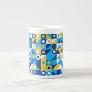 Taza De Porcelana Formas En Patrón De Mareo De Moda De Color Azul Am