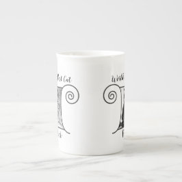 Taza De Porcelana Foto de gato con marco de estilo boho y tu texto