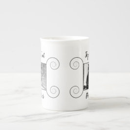 Taza De Porcelana Foto de gato con marco dibujado a mano y tu texto