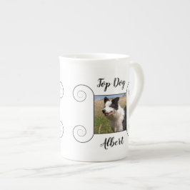 Taza De Porcelana Foto de perro con marco dibujado a mano y tu texto