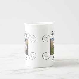 Taza De Porcelana Foto de perro con marco dibujado a mano y tu texto