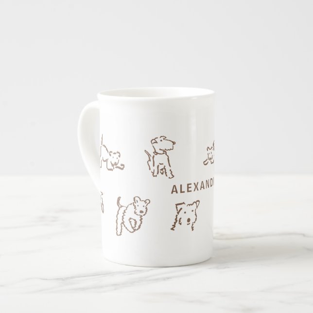 Taza De Porcelana Fox Terrier Personalizado (Izquierda)